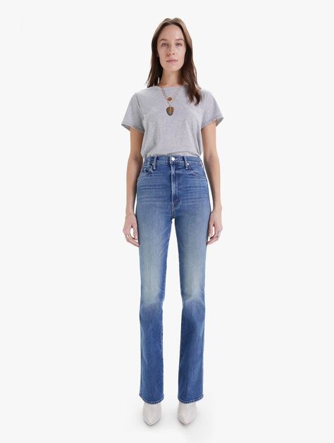 The High Waisted Smokin' Double Heel - Beyond The Sky | MOTHER Denim Mother Denim, Retro Vibe, High Rise Jeans, Lauren Conrad, High Waisted Denim, Medium Blue, Jeans Shop, Boot Cut, The Sky