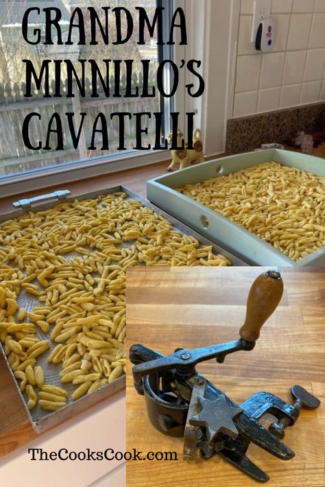 My grandmother, Agata ‘Agnes’ Minnillo, made homemade cavatelli for Christmas my entire life. The wooden board she rolled them on was hand-made by my grandfather, Crescenzo ‘Christy’ Minnillo. Garganelli Pasta Recipe, Recipes With Cavatelli Pasta, Homemade Cavatelli, Homemade Cavatelli How To Make, Ricotta Cavatelli Pasta Recipe, Seafood Cavatelli, Wooden Board, Family Meals, Rolls