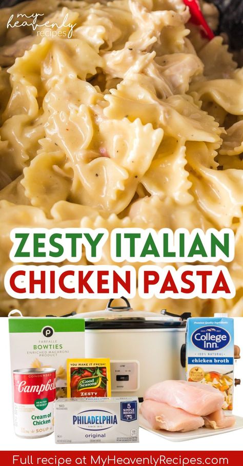 Zesty Italian Chicken Pasta, Pasta In The Crockpot, Zesty Italian Chicken, Italian Chicken Pasta, Love Betrayal, Crockpot Pasta, Chicken Crockpot Recipes Easy, Easy Crockpot Dinners, Crockpot Dishes