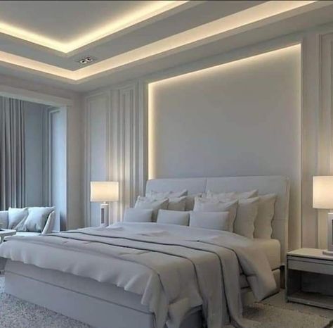 Bed Back Wall Design Master Bedrooms With Window, Gypsum Bedroom Design, Small Bedroom False Ceiling Design Modern, Wall Plastering Design, Pop Design Bedroom, Sleeping Room Design, Luxury Room Bedroom, Ceiling Design Living Room, Modern Luxury Bedroom