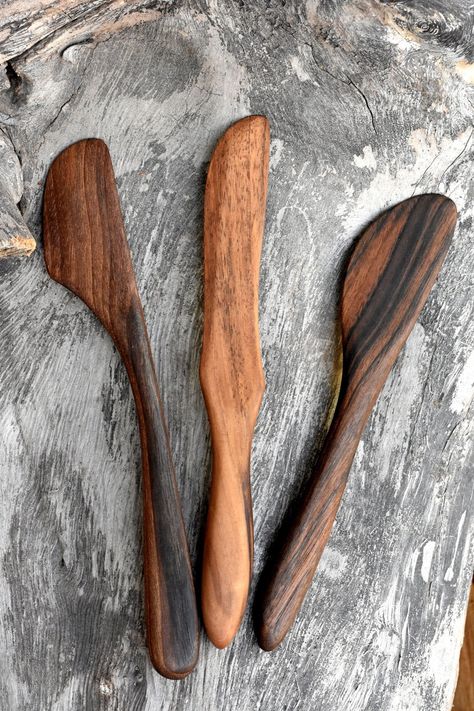 Butter Knife & Spreader, Walnut, Pear, Cherry Wood, Unique Spreader, Sharp Edge to Cut Cheese, Handcrafted Knife, Handmade Cutlery - Etsy Wood Spoon Carving, Wooden Fork, Handcrafted Knife, Wooden Knife, Wooden Cutlery, Wood Cheese Board, Pear Wood, Butter Spreader, Eco Friendly Kitchen