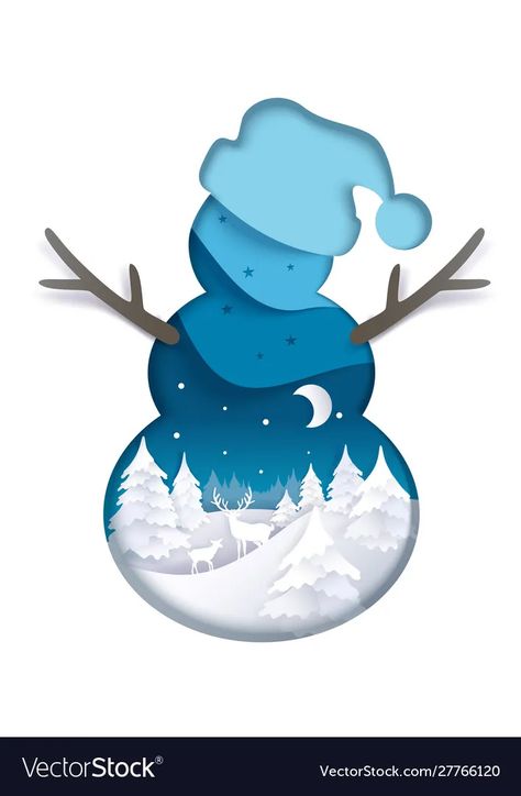 Snowman Silhouette, Snowman Vector, Banner Website, Foto Frame, Cutout Art, Paper Cutout Art, Layered Art, Website Page, Card Poster