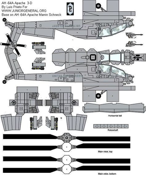 AH-64 Apache Helicopter (3-D) | Paper Miniature Paper Helicopter, Apache Helicopter, Paper Model Car, Paper Airplane Models, Cardboard Car, Ah 64 Apache, Paper Folding Crafts, Paper Aircraft, Bookbinding Tutorial