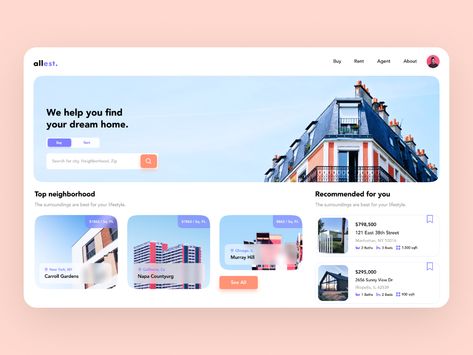 Real Estate concept 🏘 by Dis Bashlaev for Mind Studios on Dribbble Real Estate Concept, Website Ui Ux Design, 블로그 디자인, Travel Website Design, Real Estate Website Design, Web Design Websites, Ui Design Dashboard, Stadium Design, Web Platform