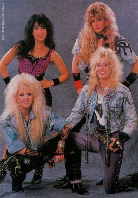 Vixen - Now, these guys seriously took it WAY too far. 80s Rock Fashion, 80s Glam Rock, Rock Costume, 80s Hair Metal, 80s Rocker, 80s Rock Bands, Hair Metal Bands, Lita Ford, 80s Hair Bands