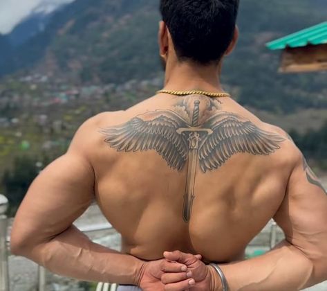 Eagle Wing Back Tattoo, Back Neck Wings Tattoo Men, Back Wing Tattoos Men, Back And Shoulder Tattoo For Men, Shoulder Wings Tattoo Men, Wings Tattoo Back Men, Back Tattoo Men Wings, Back Last Name Tattoo Men, Wings Back Tattoo For Men