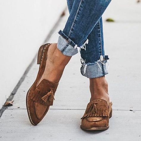 All Posts • Instagram Leopard Espadrilles, Fringe Shoes, Style Converse, Studded Loafers, Square Toe Sandals, Suede Tassel, Tassel Loafers, Loafer Mules, Brown Sandals