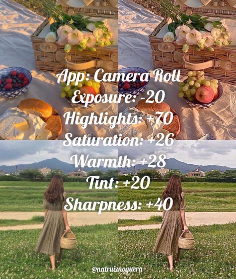 Filters For Outside Pics, Cream Filter Camera Roll, Photos Filters Ideas, Nature Filter Camera Roll, Iphone Camera Roll Filters Aesthetic, Book Aesthetic Filter, Fantasy Filter Camera Roll, Photo Editing On Camera Roll, Filters For Nature Photos