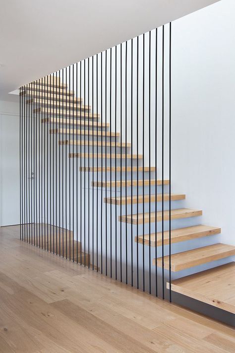 Cable Stair Railing, Stair Railing Kits, درج السلم, Waterfall House, Modern Stair Railing, Escalier Design, Stair Railing Design, Stairs Architecture, Stairway Design