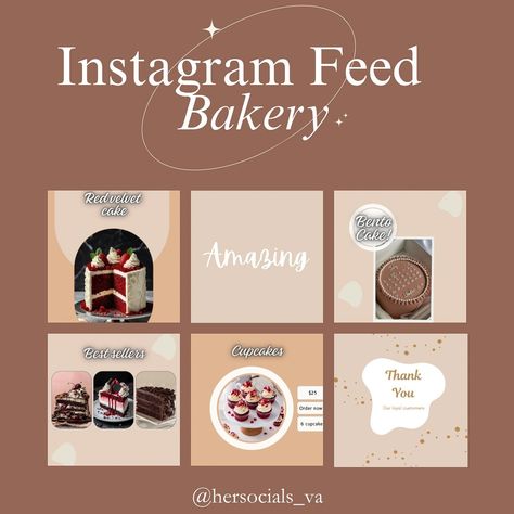 Instagram template for a bakery feed idea. #instagrampostdesign #carouseldesign #socialmediapostdesign #contentdesign #branddesign #brandidentity #freelancegraphicdesigner #graphicdesigner #freelanceruk #ukfreelancer #branding #graphicdesigns Bakery Instagram, Bakery Packaging, Bakery Design, Bakery Logo Design, Bakery Business, Contents Design, Fun Cupcakes, Graphic Design Studios, Red Velvet Cake