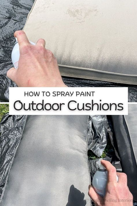 How To Paint Patio Cushions Tutorial Recovering Outdoor Cushions, Recovering Patio Cushions, How To Dye Patio Cushions, Dye Outdoor Cushion Covers, How To Recover Patio Cushions, How To Paint Outdoor Cushions, Painting Patio Cushions, Painting Outdoor Cushions, Outdoor Fabric Paint