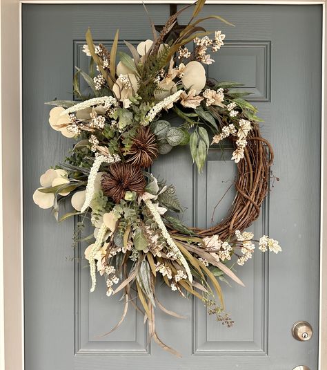 Double Door Fall Wreath Pumpkin Wreath Fall Grapevine - Etsy Double Door Fall Wreaths, Fall Door Wreaths Front Porches, Double Door Front Door, Classy Fall Decor, White Fall Wreath, Double Wreath, Elegant Fall Wreaths, Farmhouse Fall Wreath, Night Wedding Decor