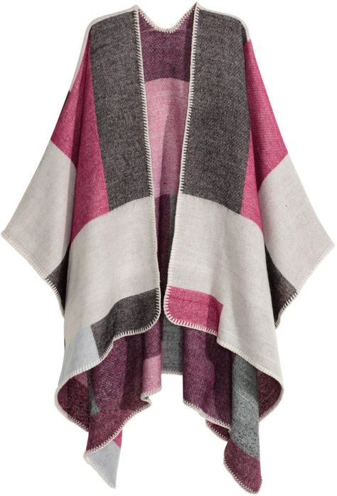 Casual Multicolor Fall Poncho, Handwoven Brown Poncho For Fall, Luxury Multicolor Poncho For Women, Pink One-size Poncho For Fall, Gray Long-sleeved Poncho For Layering, Cape Fashion, Elegant Coats, Mum Fashion, Capes For Women