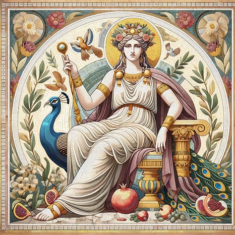 The Worship of Hera, Queen of the Gods - Strange Ago Hera Art, Greek Mythology Hera, Hera Art Goddesses, Hera Goddess Art, Offerings To Hera, Hera Illustration, Hera Greek Goddess Art, Hera Goddess Painting, Hera Greek Goddess