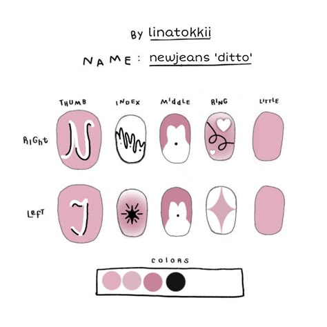 new jeans ditto nail design New Jeans Nails, New Jeans Ditto, Jeans Nails, K Pop Nails, Idol Nails, Graffiti Nails, Fake Nails Designs, Art Deco Nails, Asian Nails