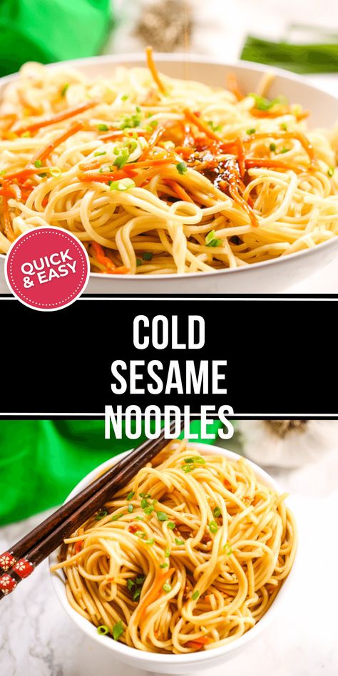 Cold Noodles Recipes, Angel Hair Noodles, Korean Cold Noodles, Cold Sesame Noodles, Sesame Noodles, Chinese Foods, Cold Noodles, Easy Cold, Thai Noodles