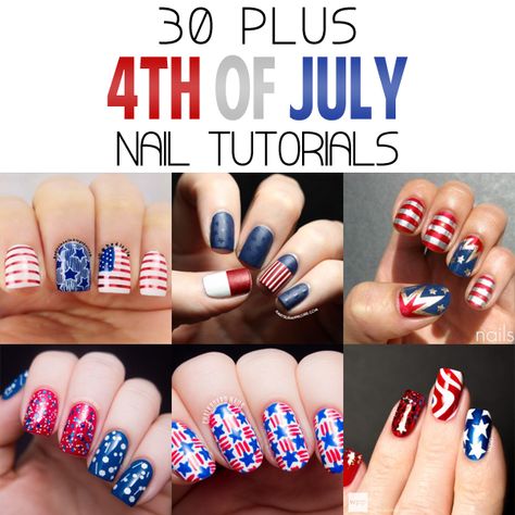 FOURTHOFJULY-NAILS-000 Mom Nails, Nail Party, 4th Of July Nail, Fresh Nails, Patriotic Nails, Natural Nail Art, Fourth Of July Nails, Nail Decor, Cottage Market