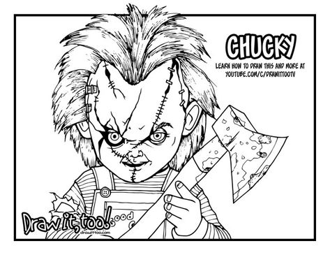 Creative Photo of Chucky Coloring Pages Chucky Coloring Pages 8 Chucky Drawing Coloring Page For Free Download On Ayoqq #coloringpages #coloring Chucky Coloring Pages, Chucky Drawing, Scary Coloring Pages, Chucky Tattoo, Ako Kresliť, Scary Drawings, Doll Drawing, Chucky Doll, Scary Movie Characters