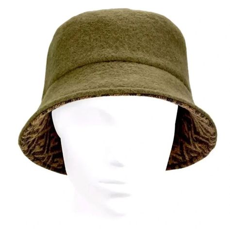 BNWT FENDI HAT FF Logo Wool Bucket Hat Large Fendi Hat, Wool Bucket Hat, Fendi Accessories, Ff Logo, Bucket Hat, Fendi, Women Accessories, Wool, ? Logo