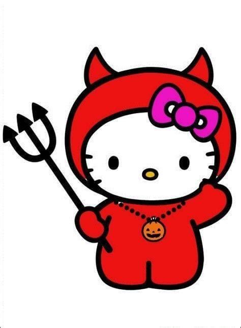 Hello Kitty Horror Tattoo, Vampire Hello Kitty, Devil Hello Kitty, Mean Girls Halloween, Cute Halloween Drawings, Halloween Hello Kitty, Dark Kawaii, Hello Kitty Dress, Hello Kitty Images