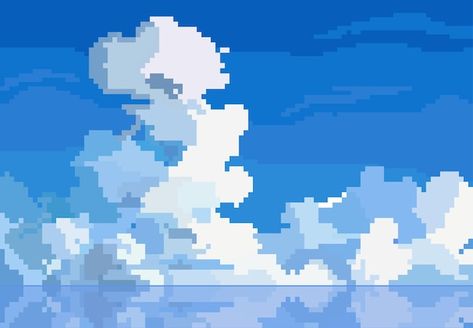 Pixel style of cloud in the sky with ref... | Premium Vector #Freepik #vector #sky #pixel-art #pixel #sky-illustration Pastel Blue Background, Cool Pixel Art, Pixel Art Games, Cute Pastel Wallpaper, Egyptian Gods, Pastel Wallpaper, Art Sketchbook, Game Design, Premium Vector