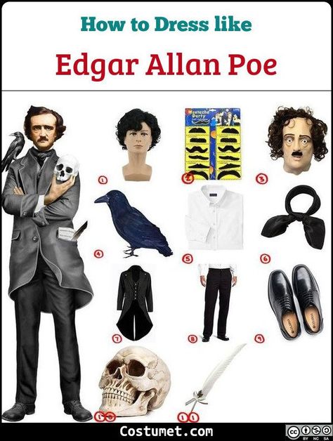 Edgar Allan Poe Costume, Edgar Allen Poe Costume Female, Edgar Allen Poe Costume, Dark Library, Most Famous Poems, Halloween Costumes For Work, Halloween 23, Edgar Allen, Allen Poe