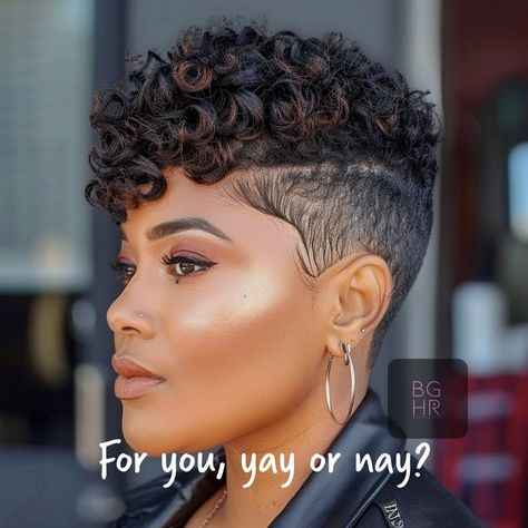 Black Girls Hair Rocks | For you, yay or nay? Hairstyles inspiration 🚫 NO APPOINTMENTS . . #hairstylesforblackwomen… | Instagram Curly Short Hairstyles For Black Women, Mohawk For Black Women, Tapered Mohawk, Short Curly Pixie Hairstyles, Short Hair Pixie Cuts Black Women, Mohawk Hairstyles For Black Women, Short Curly Mohawk, Women Curly Hairstyles, Black Girls Hair