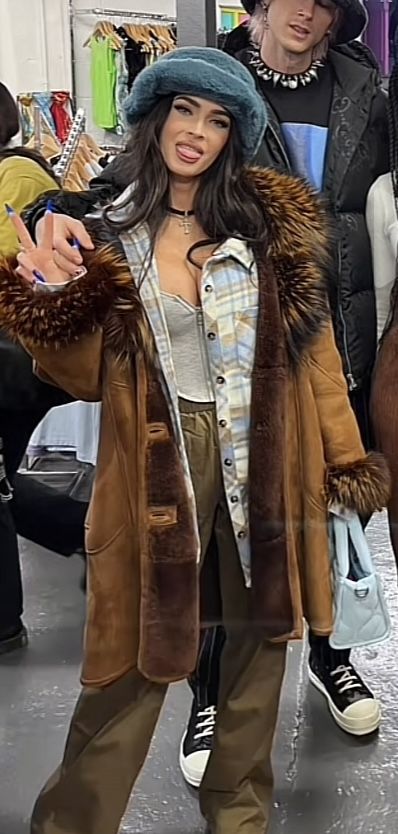 Penny Lane Coat Outfit, Megan Fox Fashion, Celeb Aesthetic, Fringe Jacket Outfit, Fox Fashion, Megan Fox Style, Penny Lane Coat, Penny Lane, Fringe Jacket