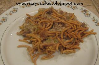 One Crazy Cookie: Chinese Hamburger Casserole Chow Mein Hotdish Recipe, Chinese Casserole, Chinese Hamburger, Chicken Casserole Dinners, Hotdish Recipes, Hamburger Casseroles Recipes, Crazy Cookies, Mapo Tofu, Hamburger Casserole