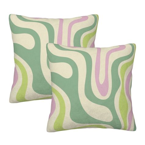 PRICES MAY VARY. Polyester Retro Swirls Abstract in Soft Pastel Lavender Pink Lime Green Cream. A little bit modern, a little bit retro, a little bit trippy; cool trendy design in pretty light pastel purple pink sage tones. All the sage green pillow covers owned great unique design and also with vivid color, for that instant zhuzh factor in any room. Home improvement made easy! These highly practical beautiful indoor pillows in various sizes serve as statement pieces, creating a personalized env Pastel Pillow Covers, Retro Pastel Decor, Purple Green Decor, Lime Green Living Room, Light Purple Bedroom, Green And Purple Bedroom, Lavender Comforter, Sage Green Pillow, Pastel Pillow