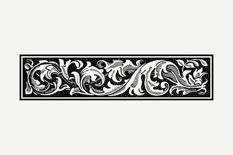 Floral ornament divider drawing, vintage | Free Photo - rawpixel Border Illustrations, Divider Drawing, Metal Engraving Tools, Border Illustration, Ornamental Border, Harry Potter Painting, Vintage Border, Drawing Vintage, Ornament Drawing