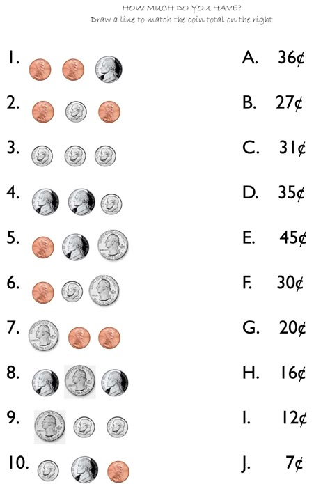 Money Matching Worksheets | Counting Money Worksheets Kindergarten Money Worksheets, Money Kindergarten, Counting Money Worksheets, Money Math Worksheets, Learning Money, Teaching Money, First Grade Math Worksheets, Counting Coins, Money Math