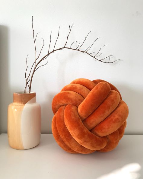 Ball Knot, Christmas Photo Session, Ball Pillow, Knot Cushion, Knot Pillow, Orange Velvet, Housewarming Party, Christmas Photo, Fabric Samples