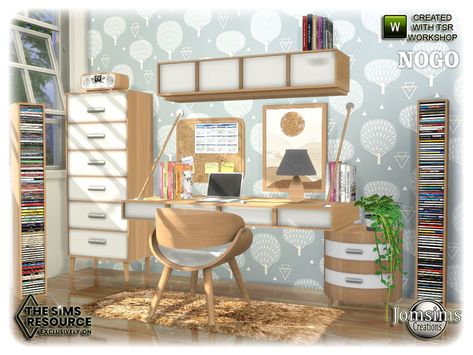 Sims 4 Cc Study Room Patreon, Sims 4 Cc Display Shelf, Sims 4 Study Room Cc, Sims 4 Study Room Ideas, Sims Desk Cc, Sims 4 Cc Study, Sims 4 Cc Furniture Office, Sims 4 Cc Office, Office Wall Shelves