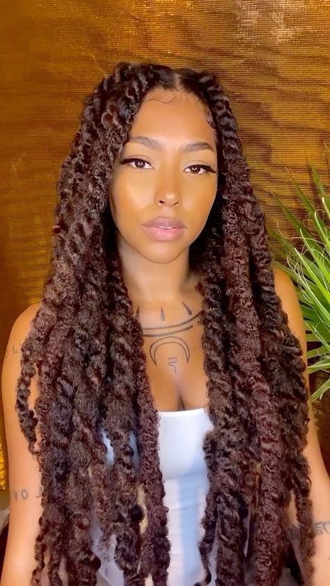 naturalbabepro on Instagram: Feeling a vibe with these jumbo twists. Press the reels icon on the bottom corner to view full screen. Get 25% OFF all hair products from… Naturalbabepro Hair, Jumbo Marley Twist Hairstyles, Brown Marley Twists, Large Marley Twists, Jumbo Marley Twists, Brown Twists, Invisible Locks, Hair Color Hairstyles, For Short Hair Hairstyles