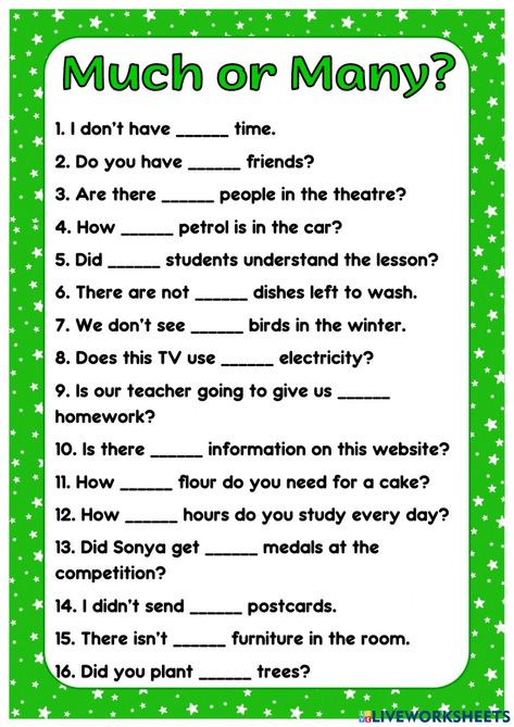 Esl Worksheets For Beginners, Uncountable Nouns, English Grammar Exercises, English Grammar For Kids, Grammar For Kids, English Teaching Materials, Grammar Exercises, English Exercises, English Grammar Worksheets