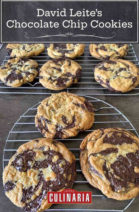 The general consensus is that David Leite's chocolate chip cookies are truly the best chocolate chip cookie in existence. #cookie #davidleite #chocolatechipcookie Ny Times Chocolate Chip Cookies, Ginger Chocolate, Ultimate Chocolate Chip Cookie, Cinnamon Roll Cookies, Best Chocolate Chip, Perfect Chocolate Chip Cookies, Dessert Tray, Chocolate Chunk, Bar Cookies