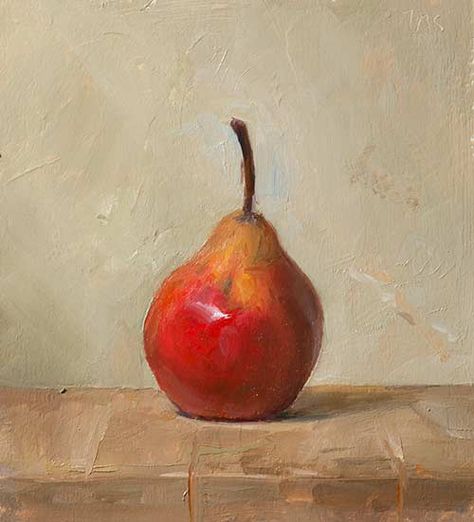 Red Pears, Pear Art, Painting A Day, Still Life Pictures, Red Pear, Representational Art, Still Life Oil Painting, Fruit Painting, Framed Oil Painting