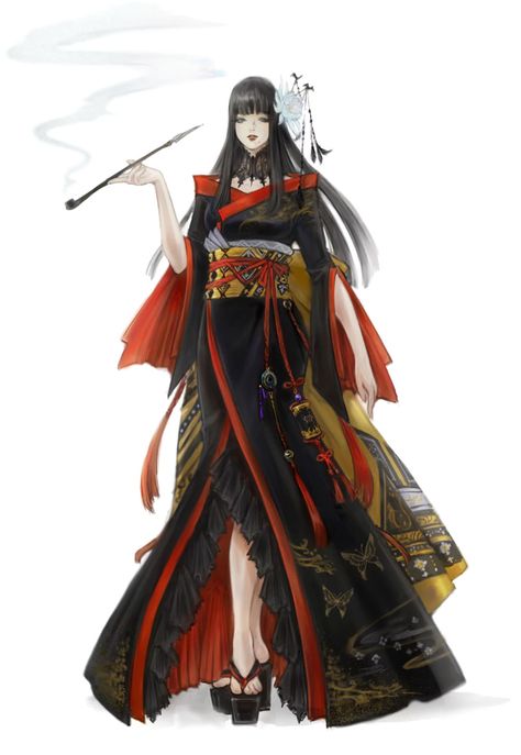 Kimono Fantasy Design, Kimono Concept Art, Fantasy Kimono Design, Japanese Character Design, Fantasy Kimono, Art Final, Accel World, Kimono Design, Final Fantasy Art