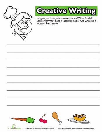 Worksheets: Creative Writing Prompt: Restaurant Stellaluna Crafts, Library Worksheets, Letter Writing For Kids, Creative Writing Topics, Writing Questions, Kids Restaurant, Writing For Kids, Creative Writing For Kids, Easter Writing