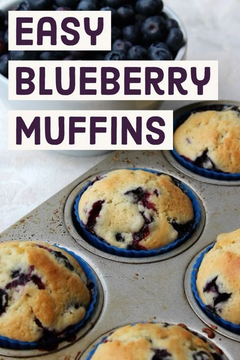 Frozen Blueberry Recipes, Sour Cream Blueberry Muffins, Blueberry Muffin Recipe Easy, Blueberry Desserts Recipes, Cake Mix Muffins, Blueberry Muffin Recipe, Homemade Blueberry Muffins, Easy Blueberry Muffins, Healthy Blueberry Muffins