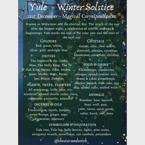 A L I C E on Instagram: “🌟🌲YULE / WINTER SOLSTICE - Magical correspondences🌲🌟 #yule #yuleguide #wintersolstice #21stdecember” Solstice Blessings, Winter Equinox, Magical Correspondences, Yule Winter Solstice, Yule Traditions, Solstice Art, Pagan Christmas, Yule Celebration, Winter Solstice Celebration