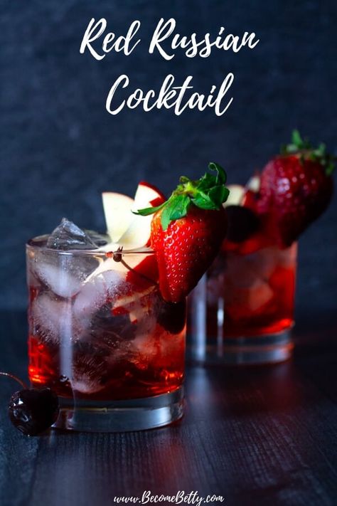 Red Russian cocktail is a quick 2 ingredient cocktail. Even if you don't have liqueur, my recipe will show you how to make your own in. #vodka #cocktail #drinks Burgundy Cocktail Drink, Red Vodka Cocktails, Red Vodka Drinks, Red Cocktail Drinks, Russian Cocktails, Bartending Drinks, Red Alcohol, Spicy Candy, Strong Cocktails