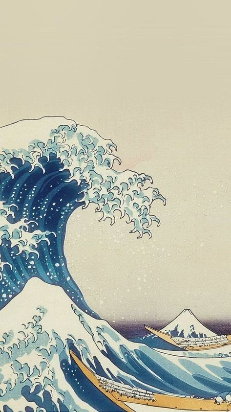 🌊𝚍𝚎���𝚕 🌊💫 Japanese Art Wallpaper Iphone, Japanese Art Wallpaper, Mars Wallpaper, Iphone Wallpaper Texture, Wave Drawing, Simplistic Wallpaper, Ocean Waves Painting, The Great Wave, Waves Wallpaper