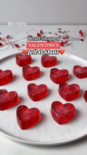 Heart Jello Shots, Heart Shaped Jello Shots, Valentine’s Day Jello Shots, Valentine Jello Shots, Fancy Jello, Valentines Drinks Alcoholic, Alcohol Desserts, Champagne Jello Shots, Jello Mold Recipes