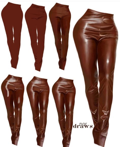 Shading Leather Digital, Leather Shading Tutorial, Leather Pants Drawing Reference, Digital Art Tutorial Clothes, Leather Rendering Tutorial, Leather Digital Art Tutorial, How To Paint Leather Digital, How To Color Leather Digital Art, Leather Drawing Reference