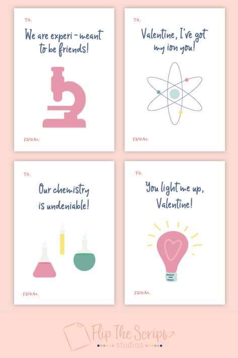 These science valentines make the perfect cards for teachers to give to students for classroom Valentine's Day parties! Biology Valentines Puns, Science Valentines Cards, Valentines Day Card For Teacher, Teacher Valentines Cards, Biology Valentines, Kids Valentines For School, Teacher Valentine Cards, Valentine Science, Valentines For School