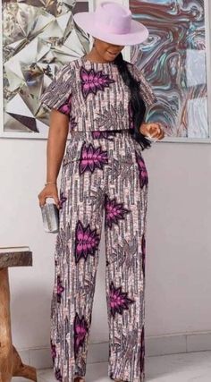 Ankara Palazo Trouser And Top Styles, Pant Suit For Women, African Pants, African Print Pants, Top For Ladies, African Print Jumpsuit, African Traditional Wear, Dress Ankara, African Print Dress Ankara