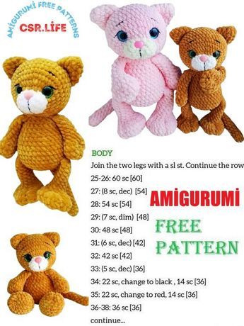 Amigurumi Velvet Cute Cat Free Crochet Pattern – Csr.life Velvet Yarn Free Crochet Patterns, Crochet Cheetah Pattern Free, Velvet Yarn Crochet Patterns, Cat Crochet Free Pattern, Cat Free Crochet Pattern, Crochet Pattern Free Amigurumi, Costume Crochet, Pattern Free Amigurumi, Crazy Crochet