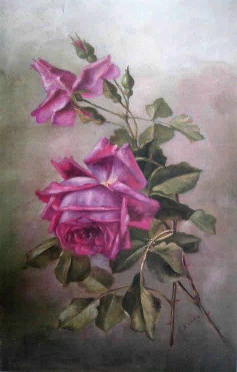 Paintings Of Roses, Huge Paintings, Catherine Klein, Rose Flower Print, Cabbage Rose, Rose Pictures, Rose Decor, Flower Printable, Victorian Art